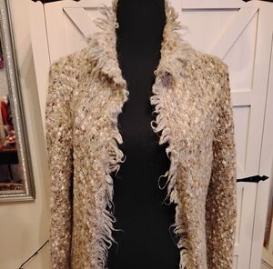 Chic Fringed Knit Cardigan